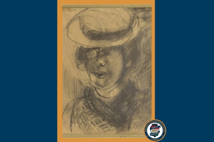 Egry József Kalapos hölgy című grafikája